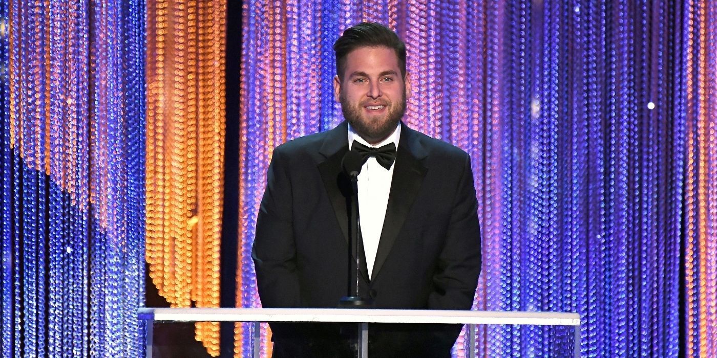 Jonah Hill at an awards show in a tux