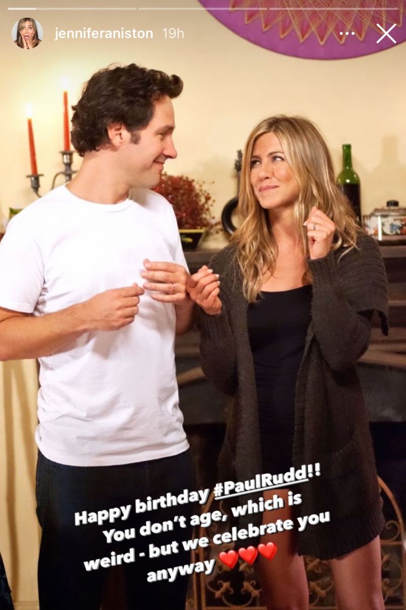 Jennifer Aniston's Instagram story with Paul Rudd