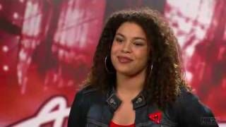 Close up of Jordin Sparks smiling at her American Idol audition.