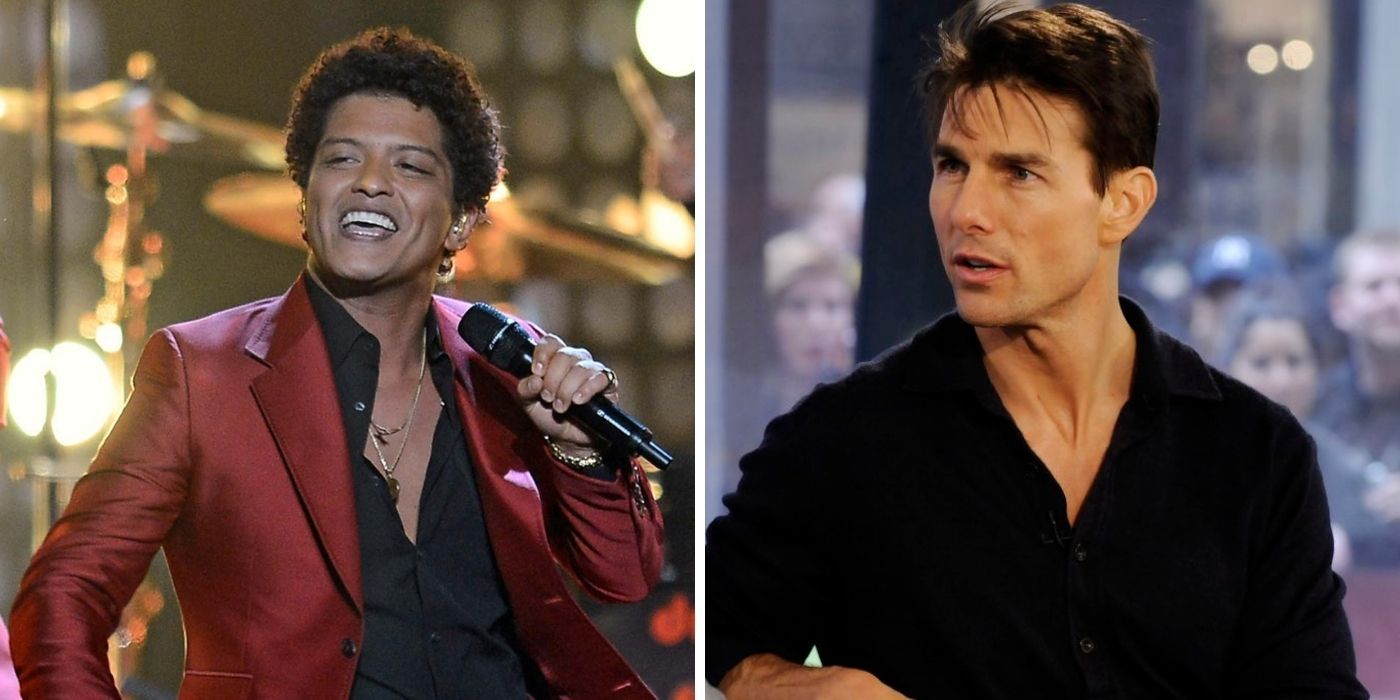 Bruno Mars singing onstage - Tom Cruise in an interview
