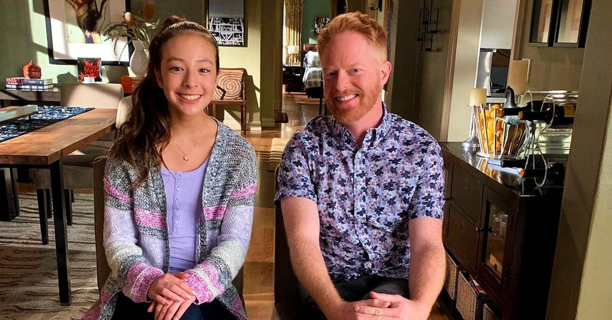 Aubrey Anderson and Jesse Tyler on set of Modern Family