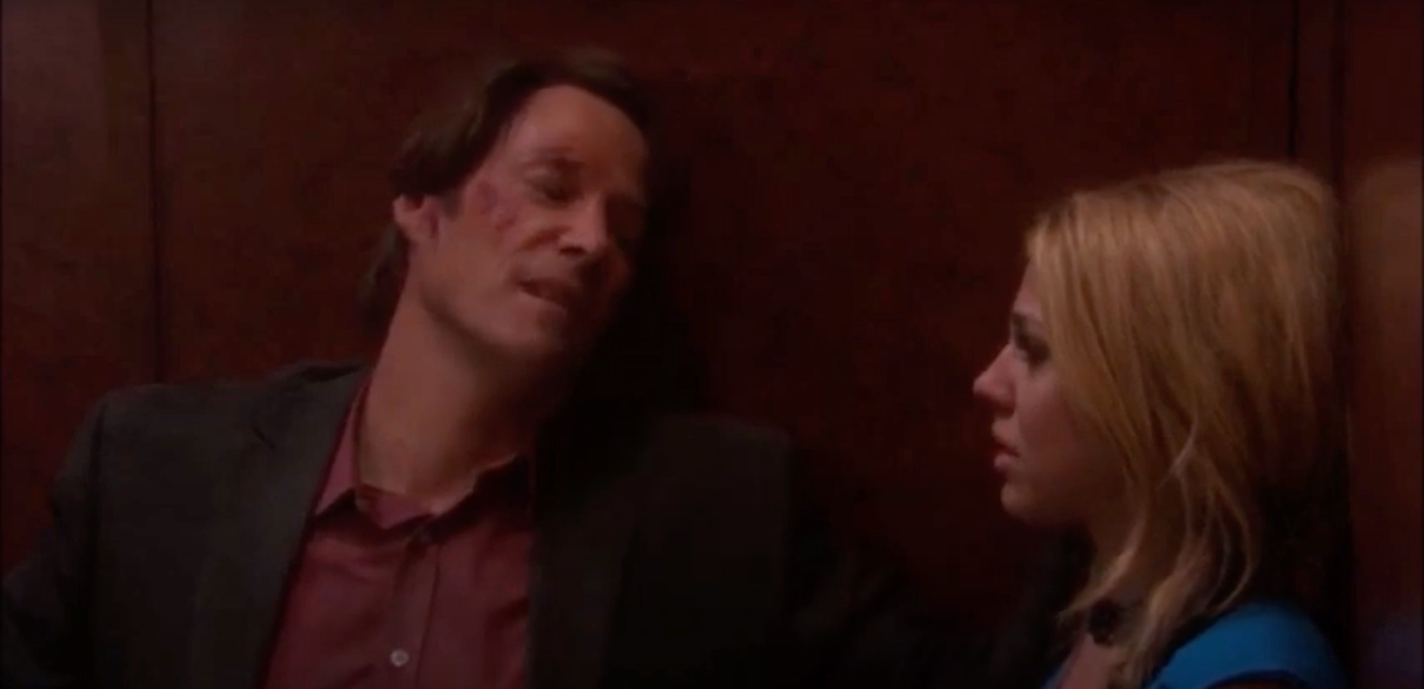 Jack in Days Of Our Lives with blood on his face saving his daughter Abby in an elevator.