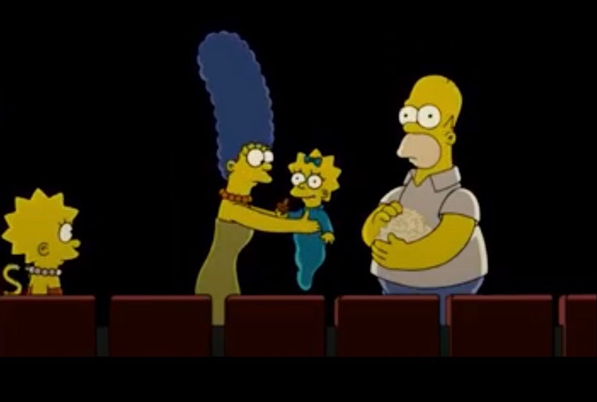 Maggie saying sequel at the end of The Simpsons Movie.