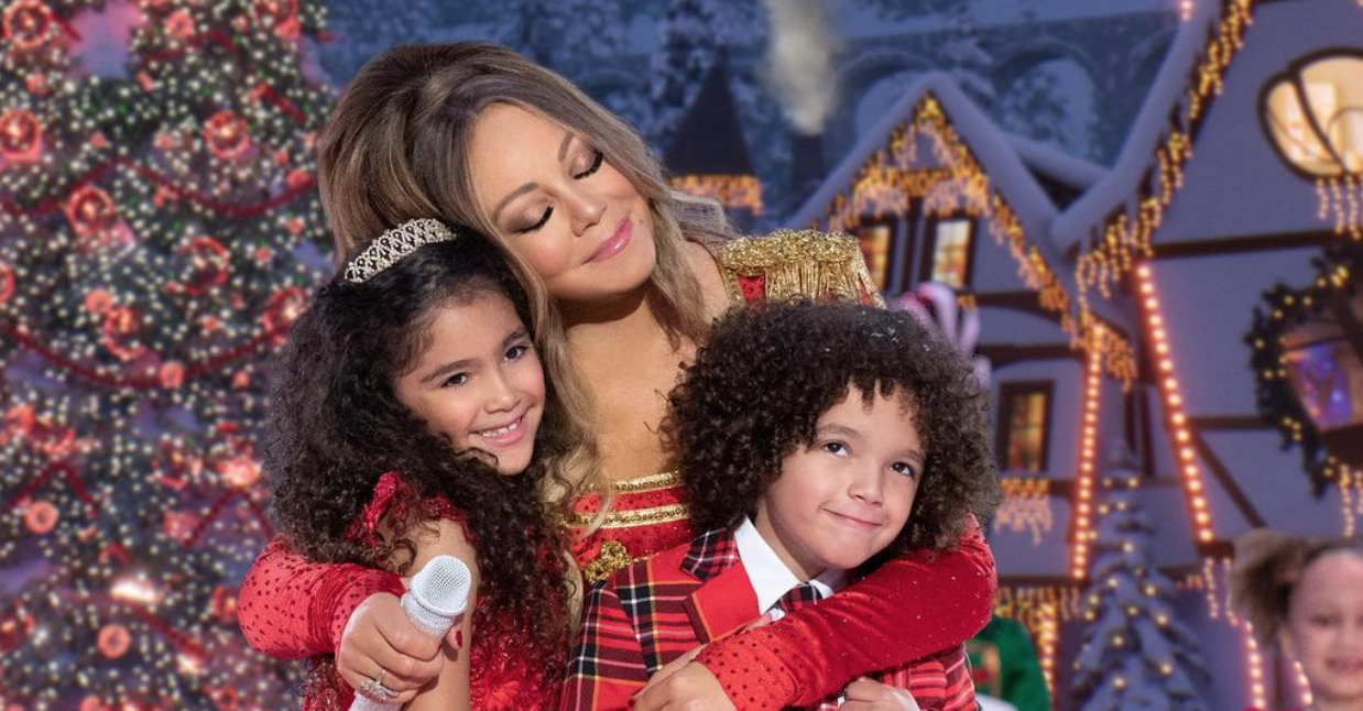 mariah carey in christmas costume with kids