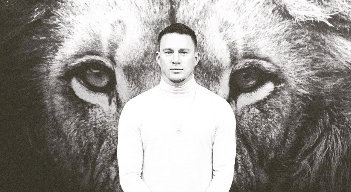 channing tatum in front of a lion