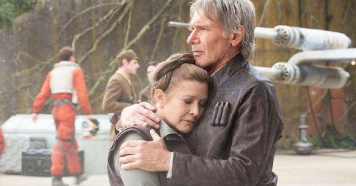 harrison ford and carrie fisher in force awakens