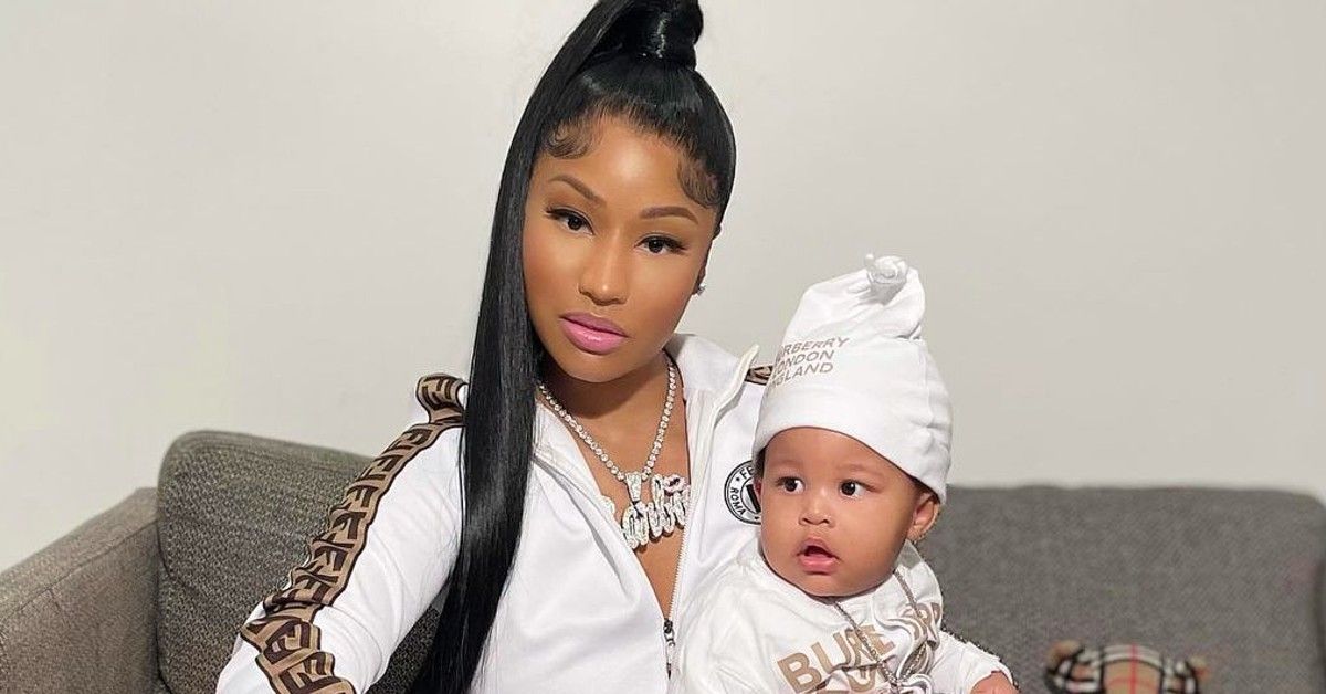 NIcki Minaj and infant son in matching white track suits