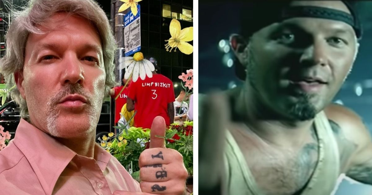 Side by side of Fred Durst's latest selfie and a screenshot from the music video 