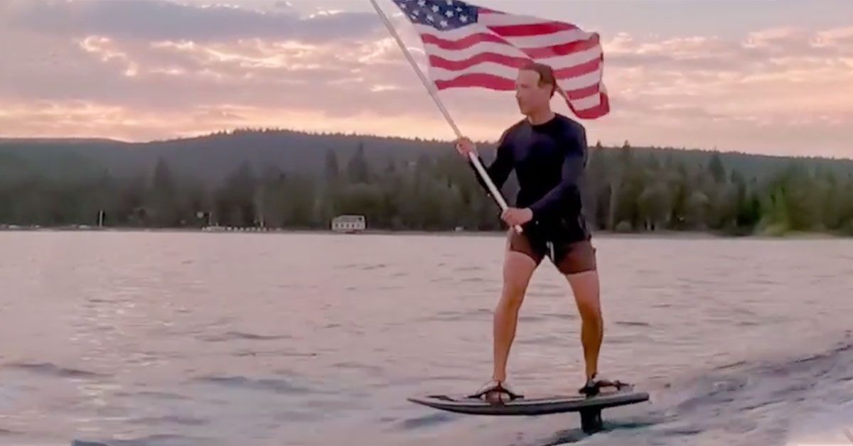 Mark-Zuckerberg-surfing-with-the-american-flag