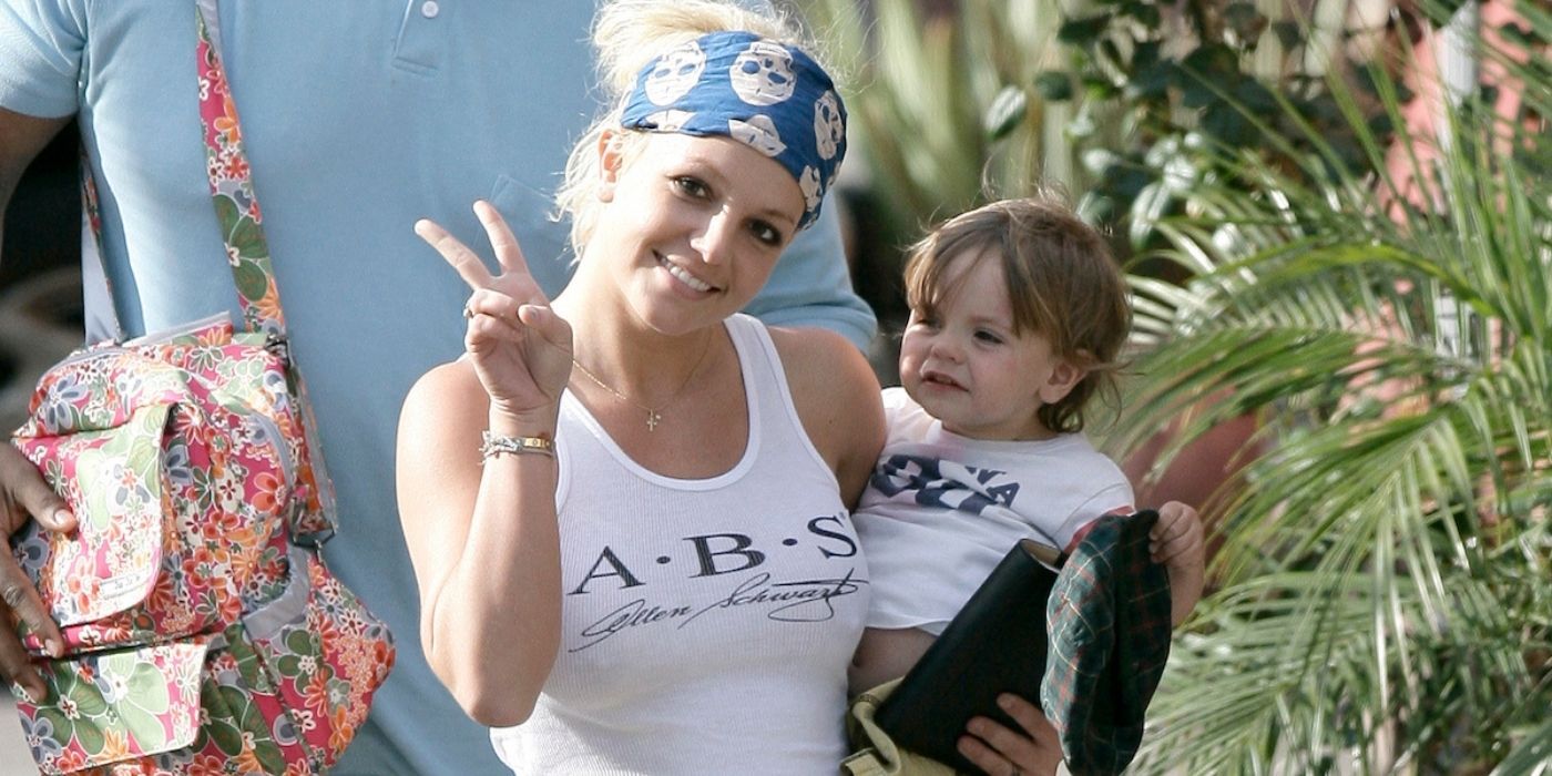 Britney Spears holding her baby