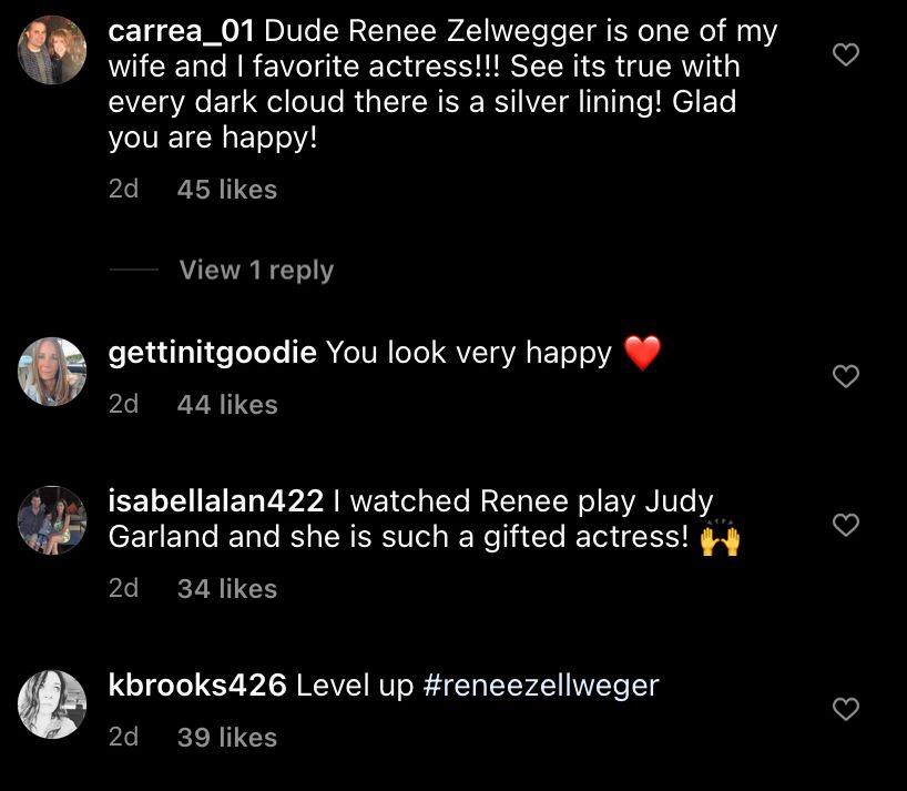 Comments on Ant Anstead's Instagram post with Renée Zellweger.