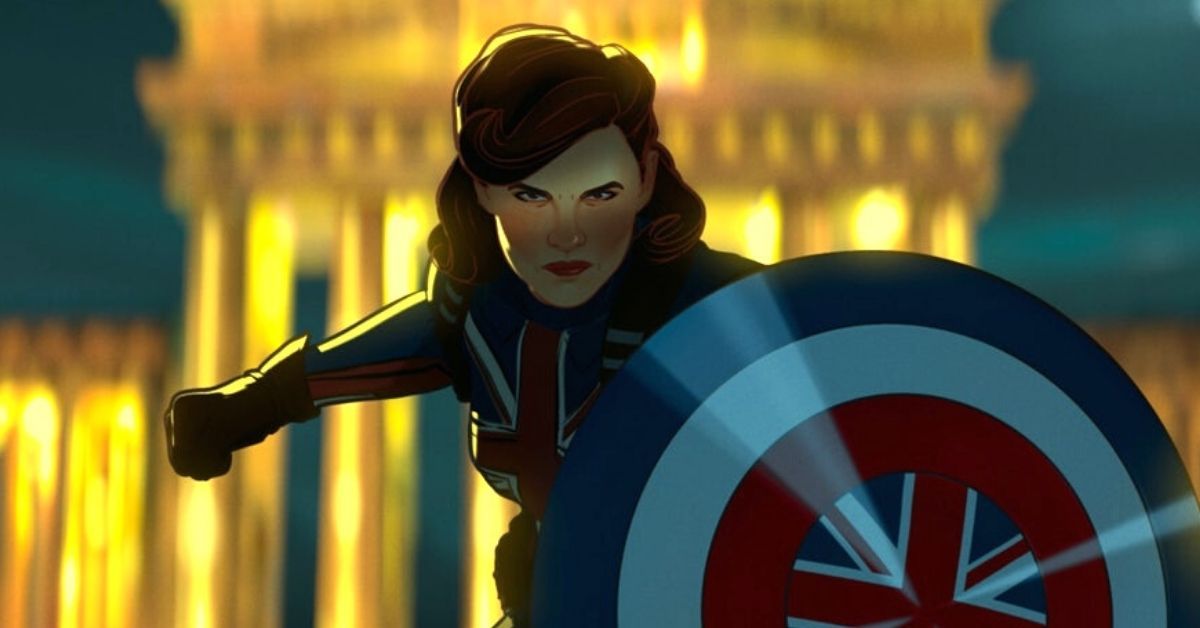 Screenshot of Captain Britain/Peggy Carter from the first episode of What If