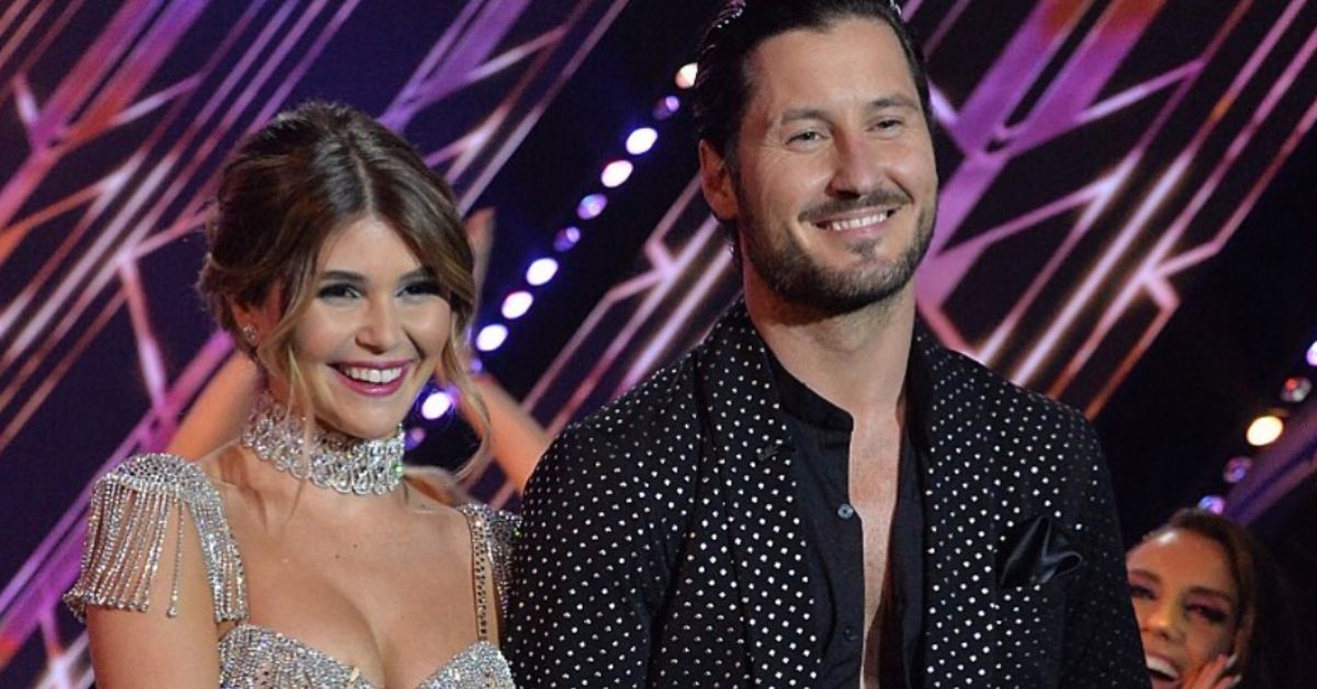 Olivia Jade and Val Chmerkovskiy smiling on Dancing With The Stars