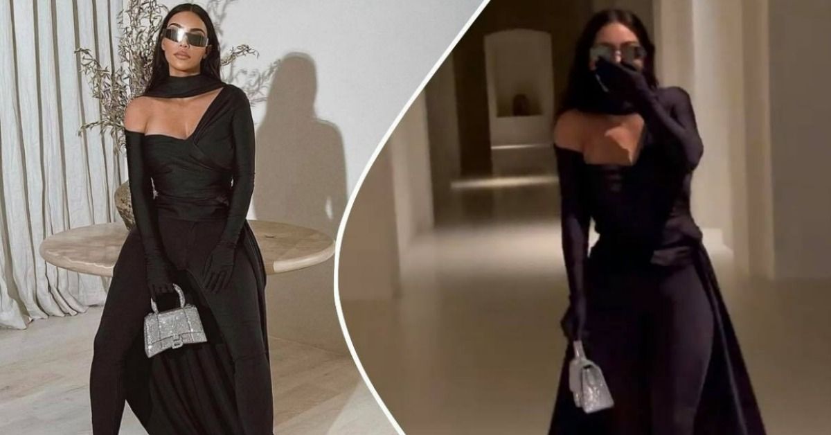 Image of Kim Kardashian wearing an all-black Balenciaga outfit 