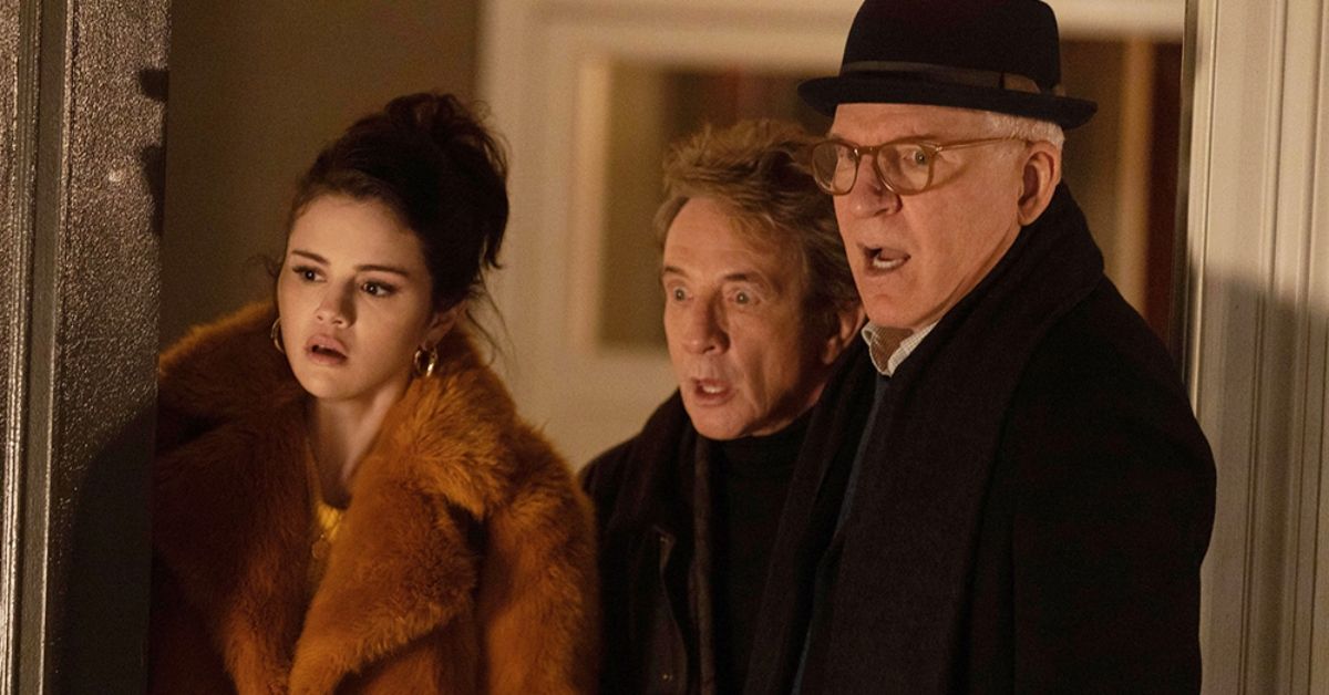 Selena Gomez as Mabel, Martin Short as Oliver, and Steve Martin as Charles in Only Murders In The Building