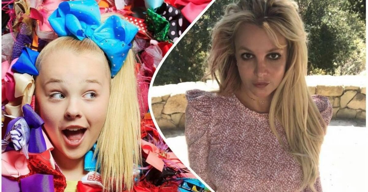 Image of Jojo Siwa and Britney Spears side by side 