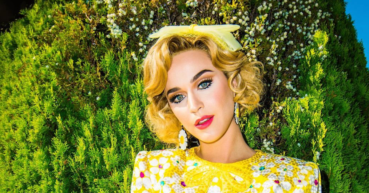 Katy Perry posing in yellow