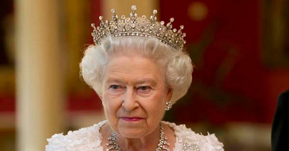 A photo of Queen Elizabeth wearing a crown