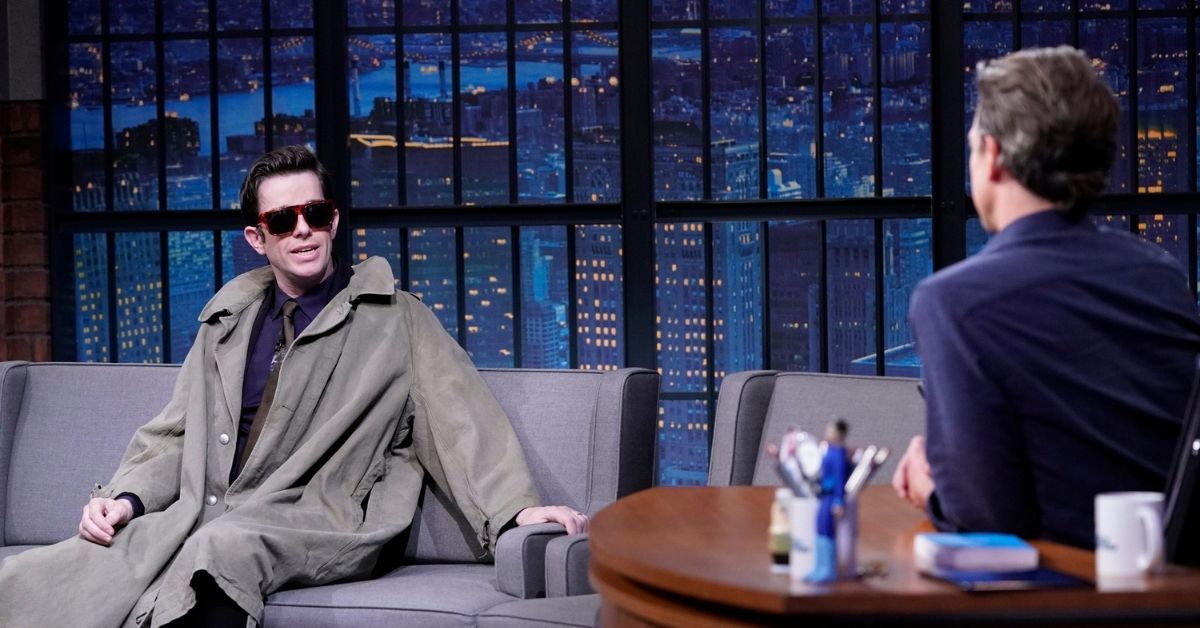 LATE NIGHT WITH SETH MEYERS -- Episode 1072A -- Pictured: (l-r) Comedian John Mulaney and host Seth Meyers on November 24, 2020