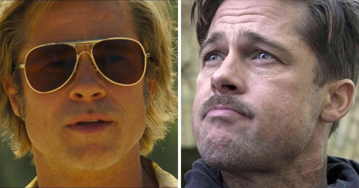 brad pitt face transformation in once upon a time in Hollywood and inglorious basterds