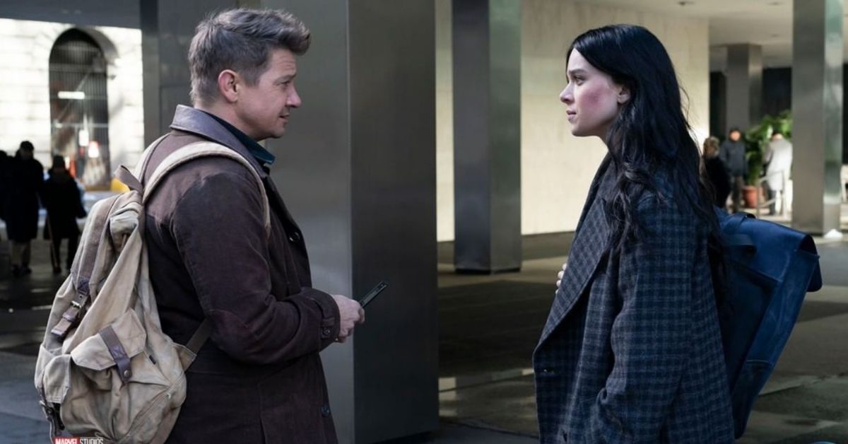 Jeremy Renner and Hailee Steinfeld as Clint Barton and Kate Bishop in Hawkeye