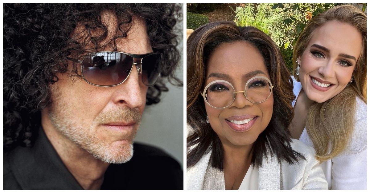 Howard Stern looking angry while Oprah and Adele smile in selfie after interview 