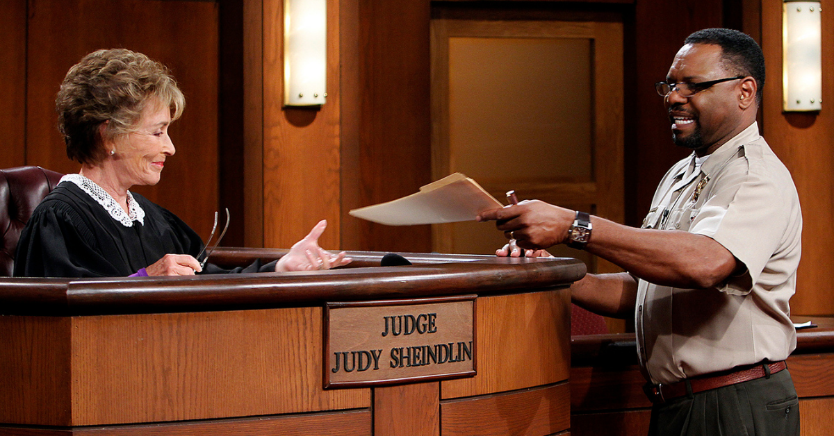 Judge Judy and Bailiff Petri Hawkins-Byrd in the court room