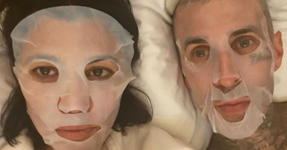 Kourtney Kardashian and Travis Barker spa day with face sheet masks