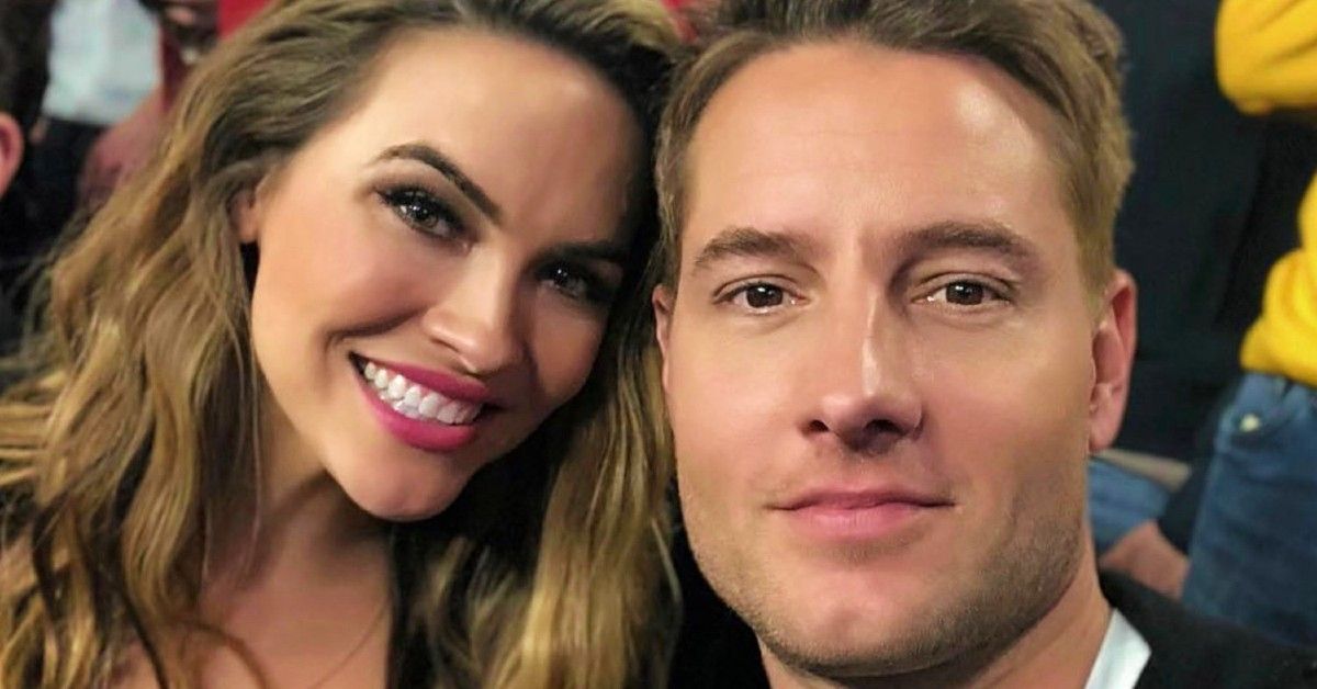 Close up selfie of Chrishell Stause and Justin Hartley