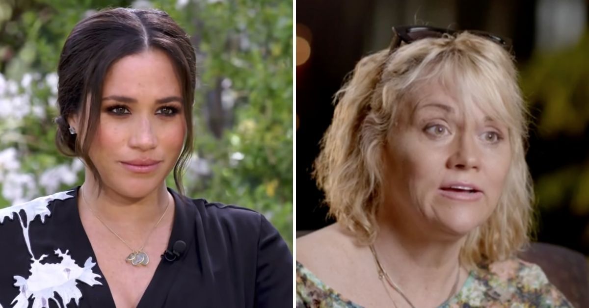 Split image of Meghan Markle and Samantha Markle looking serious