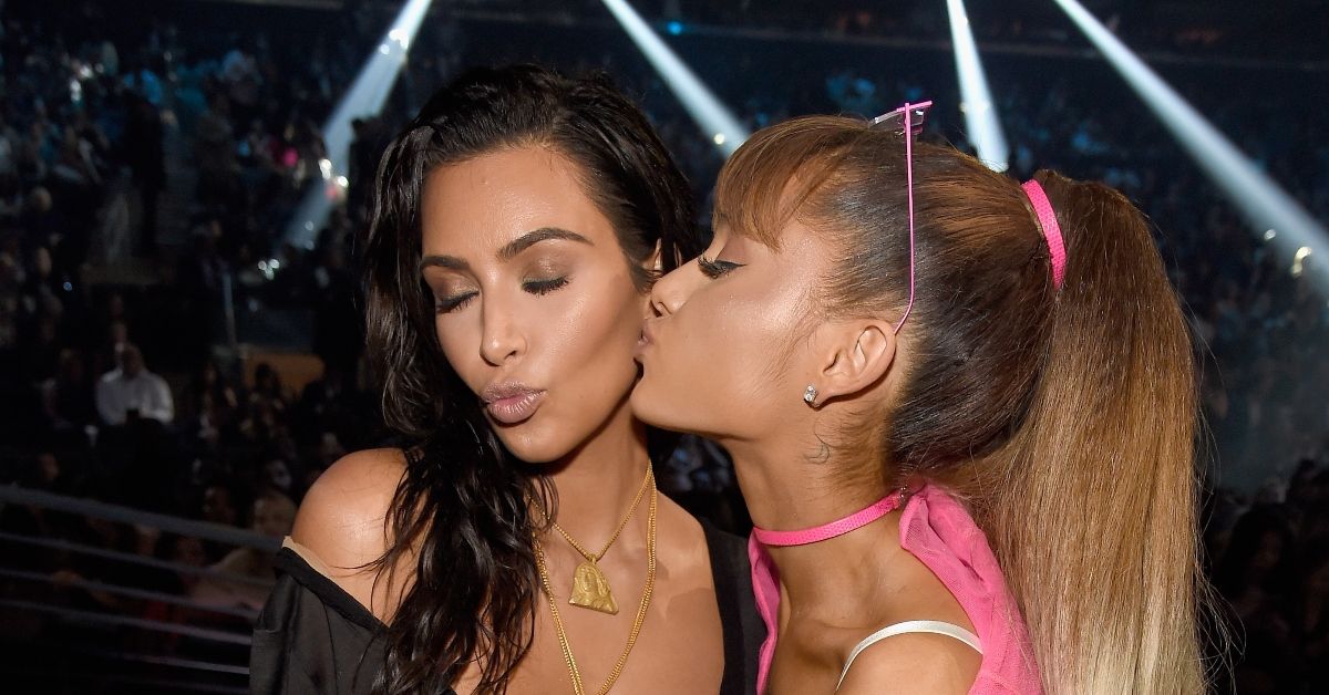NEW YORK, NY - AUGUST 28: Kim Kardashian West and Ariana Grande pose together at the 2016 MTV Video Music Awards at Madison Square Garden on August 28, 2016 in New York City. (Photo by Kevin Mazur/WireImage)
