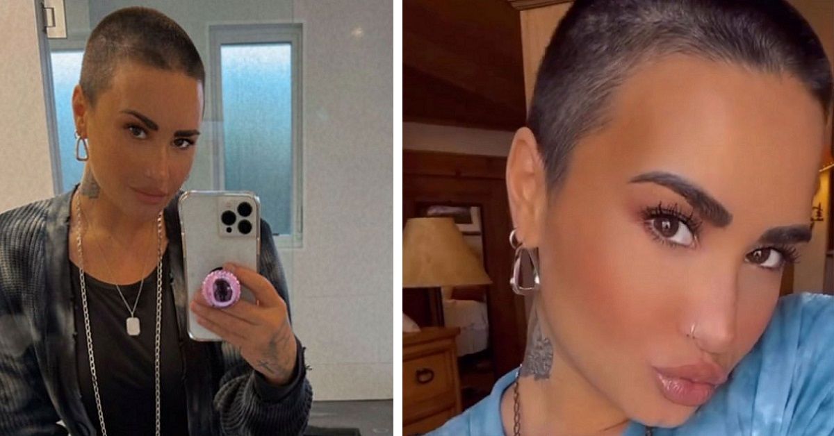 Demi Lovato shaved head side by side