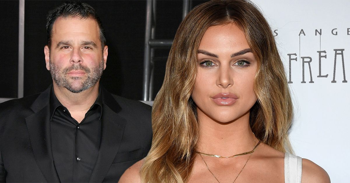 Randall Emmett smirking in a black shirt and jacket (left), Lala Kent in a white top (right)