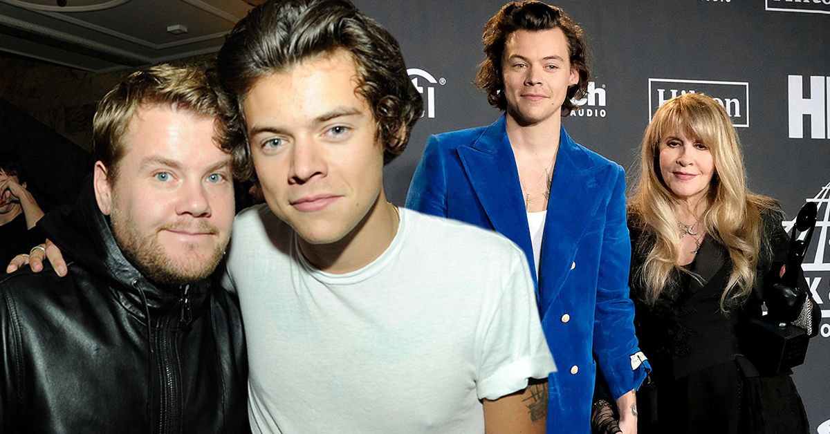 British singer Harry Styles with his friends Stevie Nicks and James Corden