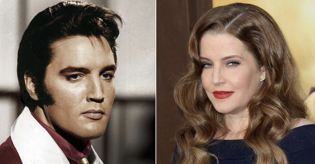Elvis Presley and Lisa Marie Presley side by side photos