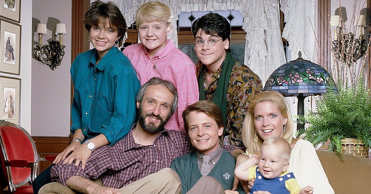 Family Ties Cast photoshoot in the show's living room