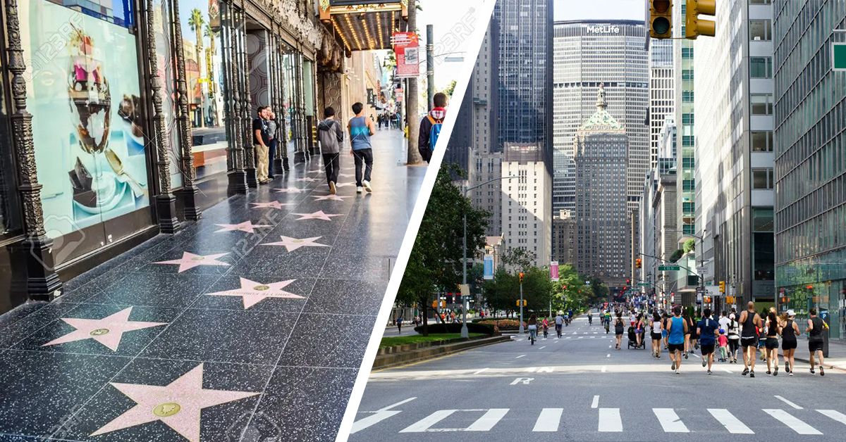 Hollywood Blvd and Park Ave, two of the most filmed streets in the USA