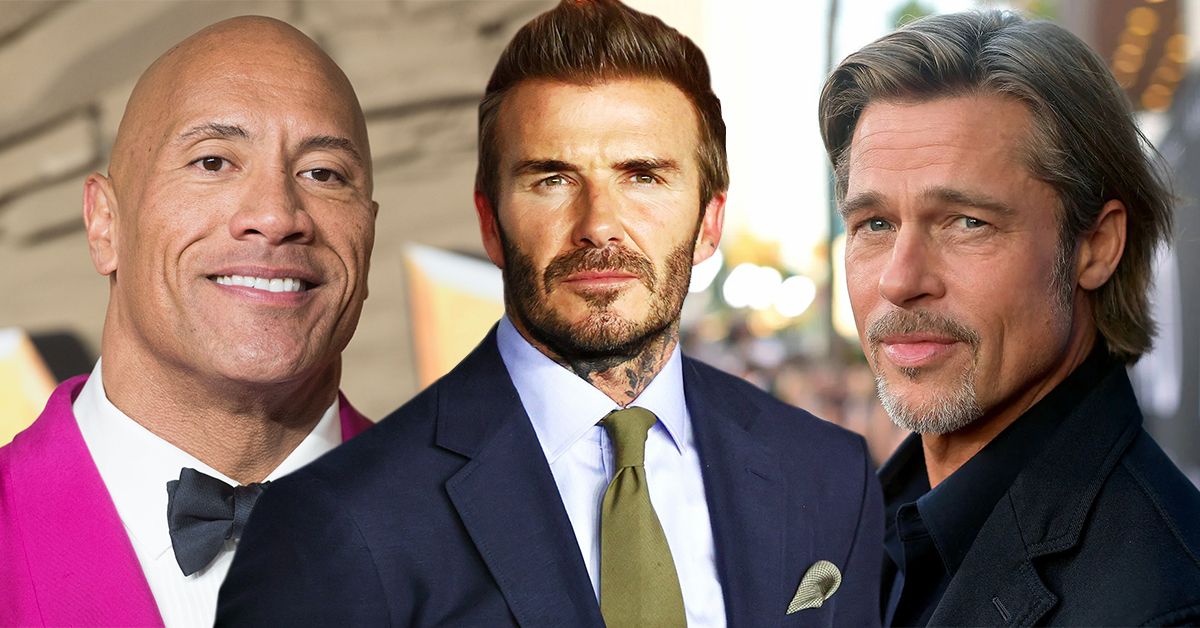 David Beckham, Dwayne Johnson, and Brad Pitt, three winners of People's Sexiest Man Alive