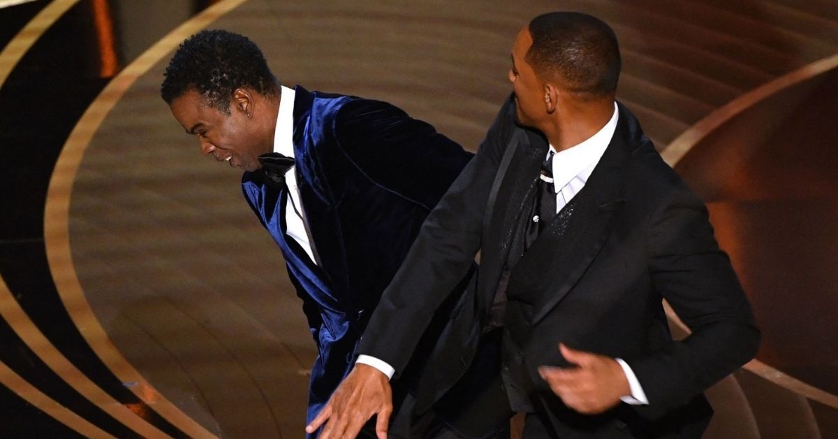 Will Smith Black Suit And Tie Slaps Chris Rock Blue Suit Oscars