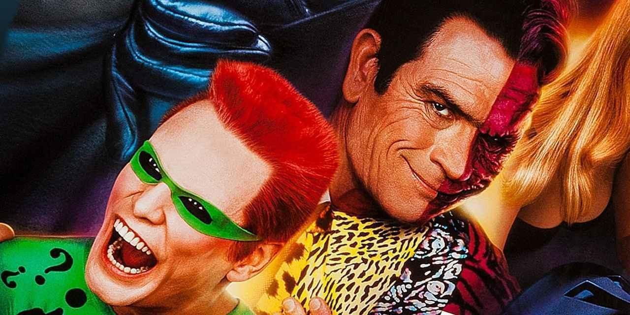 Tommy Lee Jones and Jim Carrey in a promotional image for Batman Forever