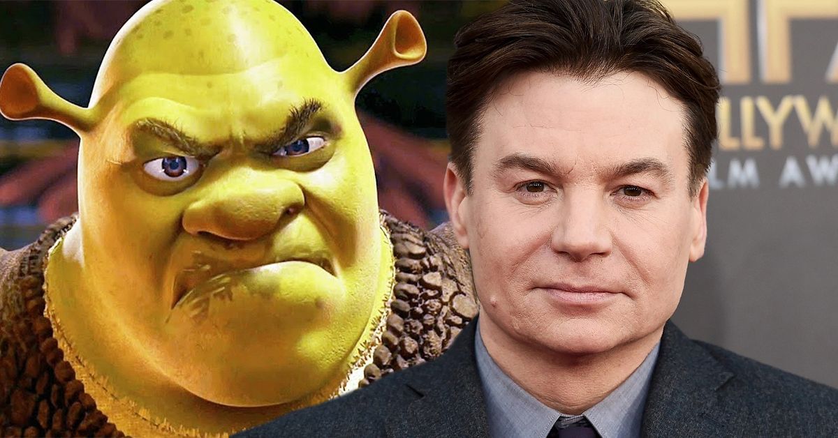 Mike Myers is seen next to the iconic character Shrek which he voiced