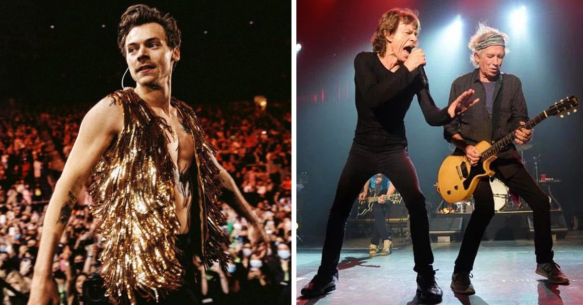 Harry Styles and Mick Jagger side by side image