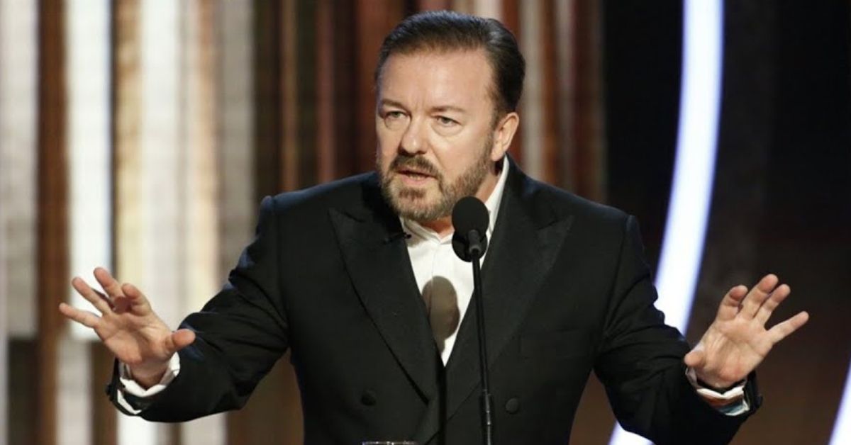 Ricky Gervais hosting at the Golden Globes