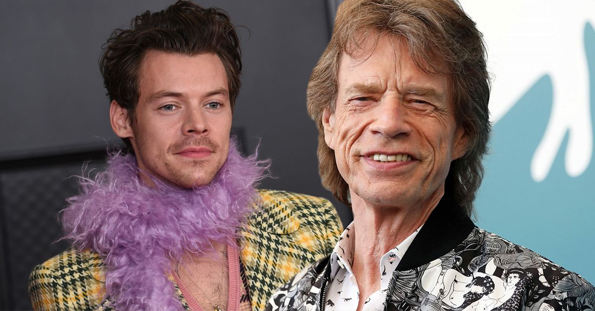 Harry Styles and Mick Jagger flamboyantly dressed
