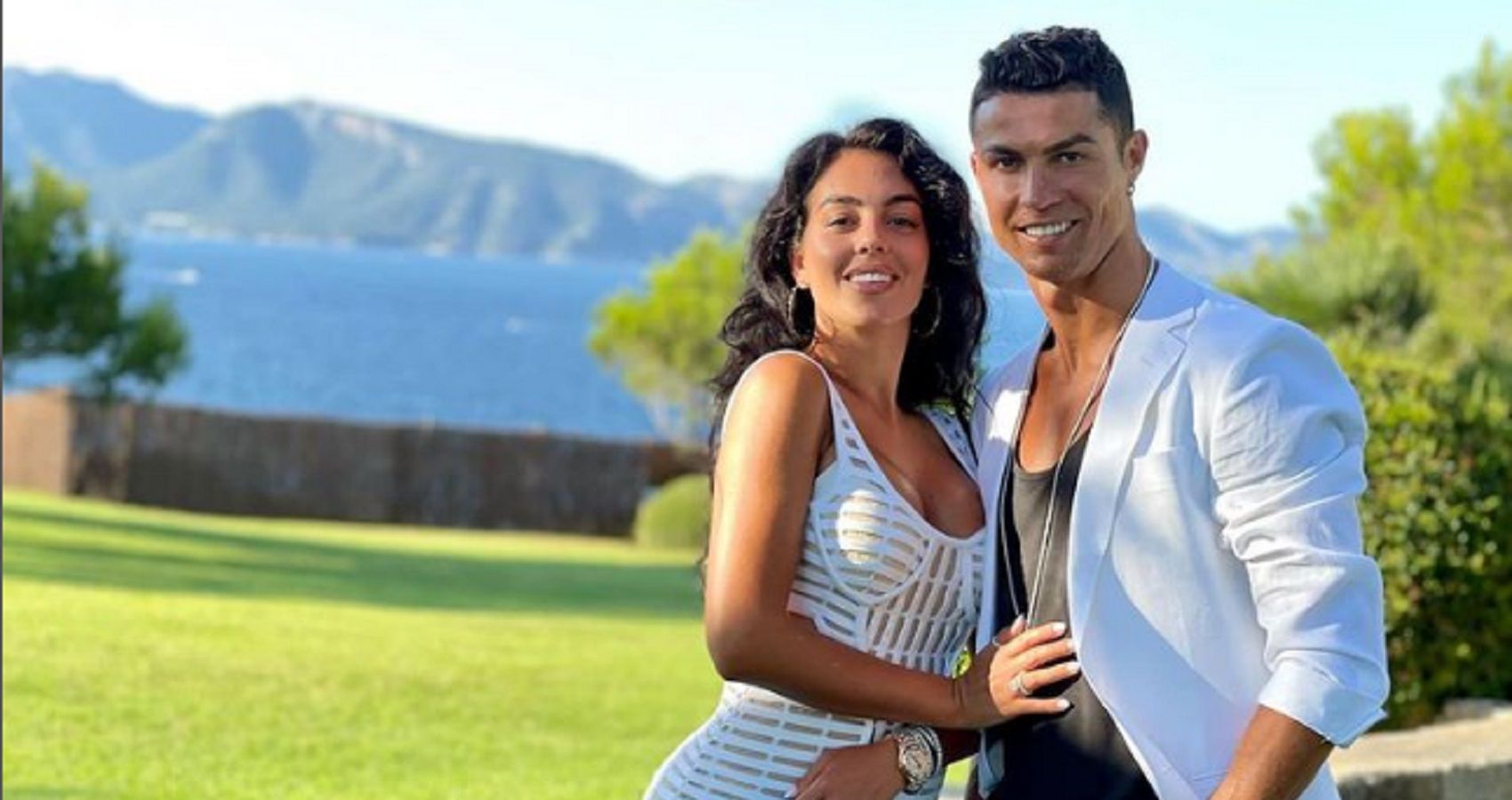 Cristiano Ronaldo and Georgina Wearing White Outfit