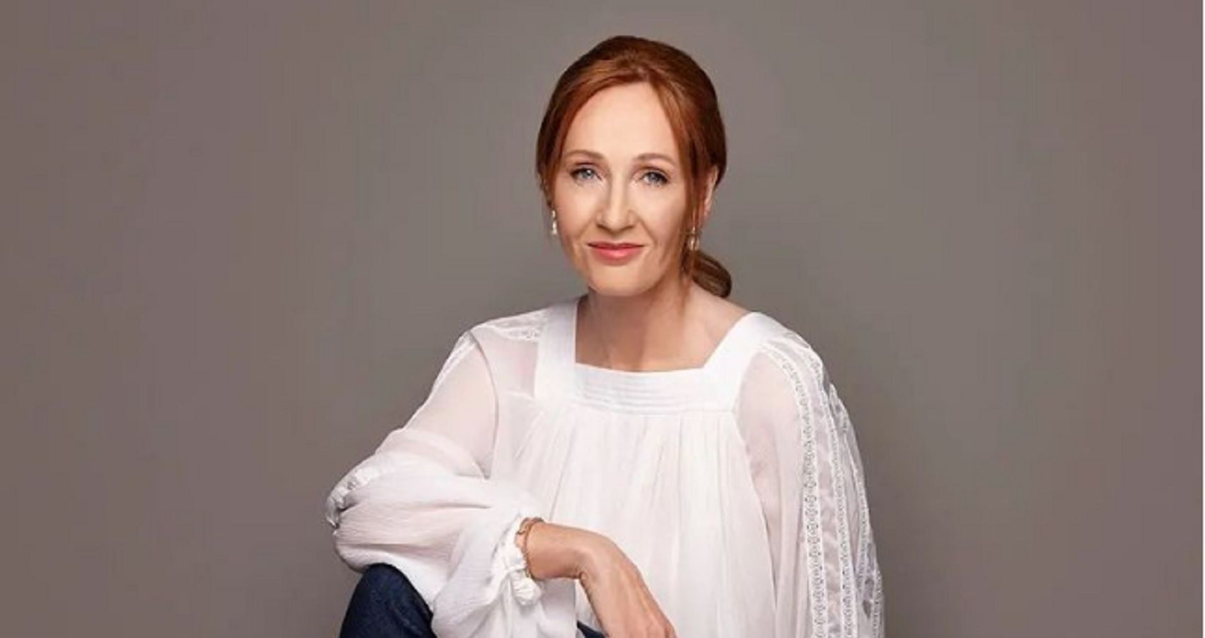 JK Rowling Posing in white top