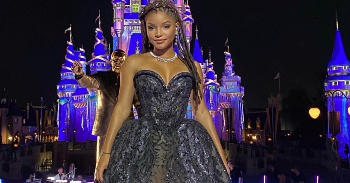 Halle Bailey poses for a photo at Walt Disney World 