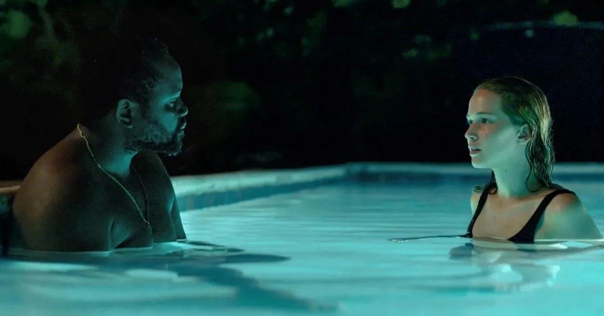 Brian Tyree Henry and Jennifer Lawrence in a still from Causeway 