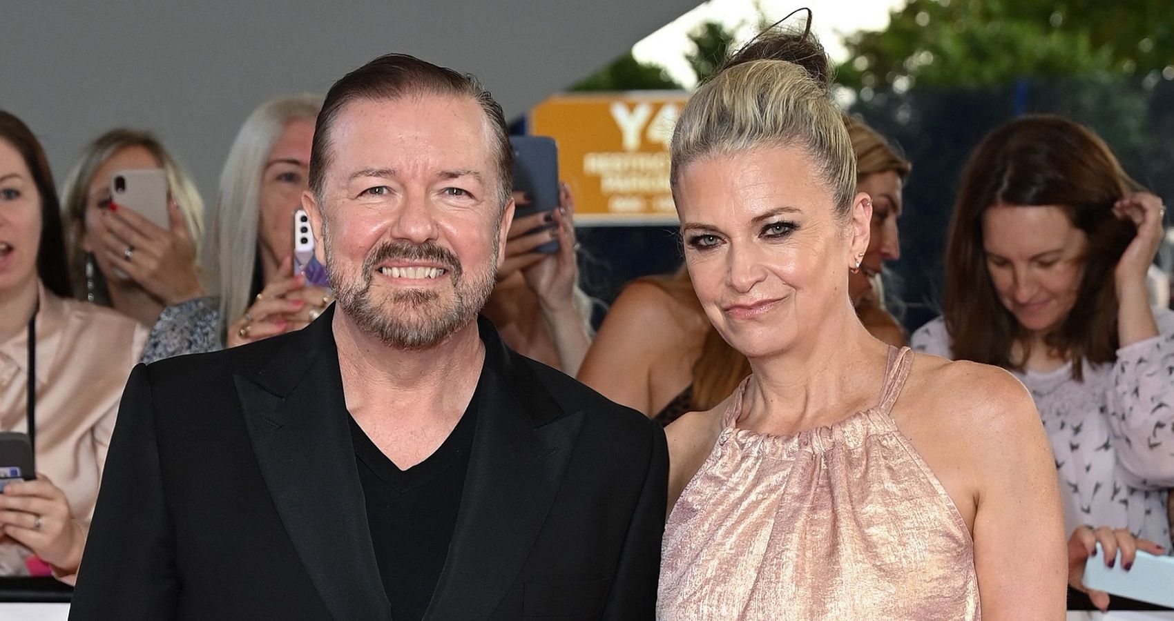 Ricky Gervais and Jane Fallon on the red carpet