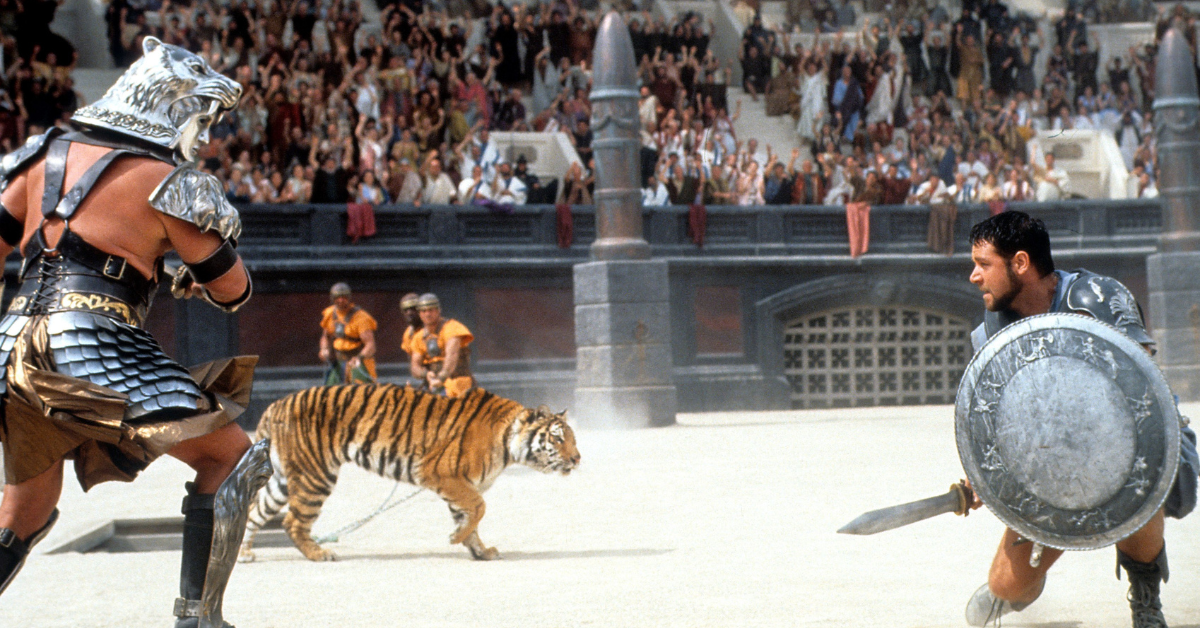 Russell Crowe Had To Roll Away From A Real-Life Tiger In Gladiator And It Almost Ended The Production Of The Entire Film